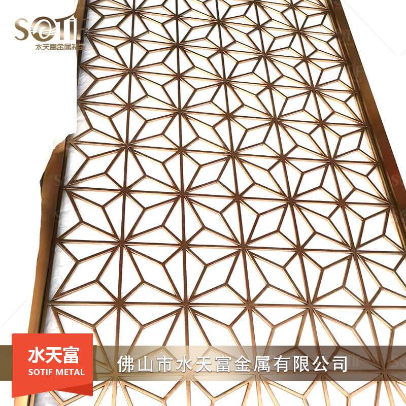 激光工藝香檳金不銹鋼屏風(fēng)