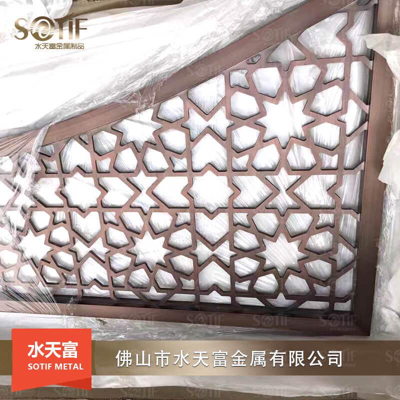 古銅色不銹鋼拉絲屏風