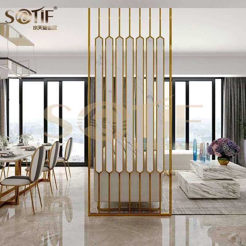 不銹鋼屏風(fēng)花型和邊框部分基本都是半個花型